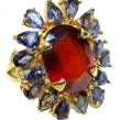 Exceptional Quality Authentic Ruby Iolite 18K  Gold over  .925 Sterling Silver handcrafted Ring size  8