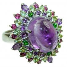 28.5 Carat Authentic African Amethyst .925 Sterling Silver Handcrafted Large Ring size 8