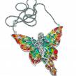 Awesome Flying Fairy  Natural Enamel  .925 Silver  handcrafted Necklace