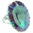 Massive 85 carat Mystic Topaz .925 Sterling Silver handcrafted  Large ring size 7 1/2