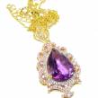Luxurious  Amethyst 14K Gold over   .925 Sterling Silver handcrafted Necklace