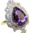 Luxurious Amethyst 14K Gold over  .925 Sterling Silver Handcrafted  Ring size 7 1/4