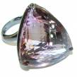 Huge 28.9 carat authentic  Ametrine black rhodium over  .925 Sterling Silver handcrafted Ring s. 9