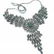 Authentic  Emerald   Marcasite .925 Sterling Silver handmade  necklace