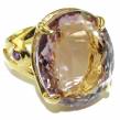 Spectacular 22.5 carat Pink Amethyst 14K Gold over  .925 Sterling Silver Handcrafted  Ring size 8