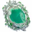 38. 5  grams Great Beauty Chrysoprase .925 Sterling Silver handcrafted Pendant Brooch