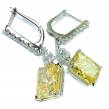 10.5  carat  Yellow Sapphire  .925 Sterling Silver handcrafted earrings