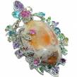 Royal Style  Natural  Mexican Fire Opal  .925 Sterling Silver handmade Pendant Brooch
