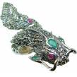 Emerald Ruby  MASSIVE Dragon  . 925 Sterling Silver  Ring  s.  9