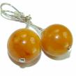Perfect Sphere Butterscotch Baltic Polish Amber    .925 Sterling Silver earrings