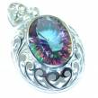 12.5 carat oval cut Mystic Topaz .925   Sterling Silver handcrafted  Pendant