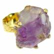 Authentic Rough Ametrine  14K Gold over  .925 Sterling Silver Large Ring size 7 1/2
