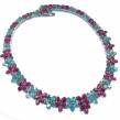 Glowing Beauty authentic  Ruby Aquamarine   .925  Sterling Silver handcrafted  necklace