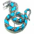 Cobra  Snake  Turquoise .925 Sterling Silver handcrafted  Pendant Brooch