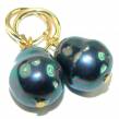 Black Blister Pearl 14K Gold over .925 Sterling Silver handcrafted Earrings