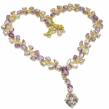 Lavish Lavender authentic  Amethyst 14K Gold over .925 Sterling Silver   Statement  handcrafted necklace
