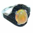 Revolution Genuine  4.5 carat Ethiopian Opal 18K Gold over.925 Sterling Silver handmade Ring size 7 1/2