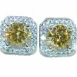 5.5  carat  Yellow Sapphire 14K white Gold over .925 Sterling Silver handcrafted earrings