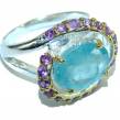 Luxurious  Apatite  .925 Sterling Silver handmade  ring s. 7 1/4