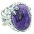 Natural Siberian Charoite   .925 Sterling Silver handcrafted ring size 8