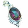 10.5 carat oval cut Mystic Topaz .925   Sterling Silver handcrafted  Pendant