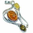 Prehistoric Golden   Baltic Amber 14k Gold over .925 Sterling Silver handcrafted  pendant