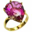 Pink Rainbow Topaz 18K Gold  over .925   Sterling Silver Perfectly handcrafted Ring s.  8