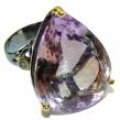Spectacular 28.5 carat Pink Amethyst 2  tones  .925 Sterling Silver Handcrafted  Ring size  7 1/2