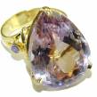Spectacular 22.5 carat Pink Amethyst 14K Gold over  .925 Sterling Silver Handcrafted  Ring size  7 1/4