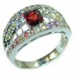Red Beauty authentic Garnet  .925 Sterling Silver Large handcrafted Ring size 8