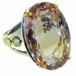 25.9 carat authentic  Ametrine 2 tones .925 Sterling Silver handcrafted Ring s. 8