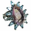 Huge 19.5 carat authentic  Ametrine  .925 Sterling Silver handcrafted Ring s. 8