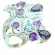 Spectacular Iloite Amethyst  .925 Sterling Silver Handcrafted  Ring size  8 3/4