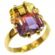 Incredible Ametrine 14K Gold over .925 Sterling Silver handcrafted Ring s. 7