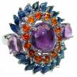Magic Whirlpool 19.5 carat  Amethyst .925 Sterling Silver Handcrafted  Ring size  7 1/4