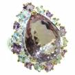 Huge 27.9 carat authentic  Ametrine  .925 Sterling Silver handcrafted Ring s. 9