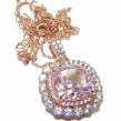 Graceful  Cushion-Cut Pink Sapphire 14K Rose Gold over .925 Sterling Silver handcrafted  necklace