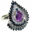 Magic Whirlpool 19.5 carat  Amethyst .925 Sterling Silver Handcrafted  Ring size  8