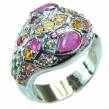 Red Snake authentic Ruby Sapphire  .925 Sterling Silver Large handcrafted Ring size 8