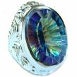 Massive Mystic Topaz .925 Sterling Silver handcrafted  Large ring size 8