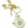 White Flowers Blister Pearl 14K Gold over   .925 Sterling Silver Necklace