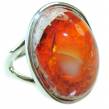 Natural  Mexican Fire Opal  .925 Sterling Silver handmade ring size 7