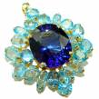 Pure Perfection London Blue Topaz 14K Gold over  .925  Sterling Silver handmade Pendant