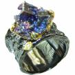 Natural Bismuth Crystal black rhodium 14K Gold over .925  Sterling Silver handmade  Ring size 8