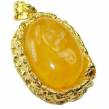 Prehistoric  authentic Baltic Amber Amethyst 14K Gold over .925 Sterling Silver handcrafted pendant