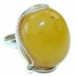 Modern Concept Natural Baltic Amber .925 Sterling Silver  ring s. 7