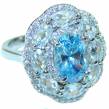 8.8 carat oval shape Swiss Blue Topaz  .925 Sterling Silver handmade Ring size 7 1/4