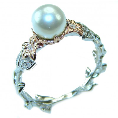 Pearl .925 Sterling Silver brilliantly handcrafted ring s. 9