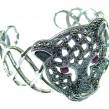 Precious Panther Natural  Ruby Marcasite .925 Sterling Silver handcrafted Bracelet