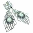 Peacock Feather design genuine Mother of Pearl .925 Sterling Silver handcrafted Earrings